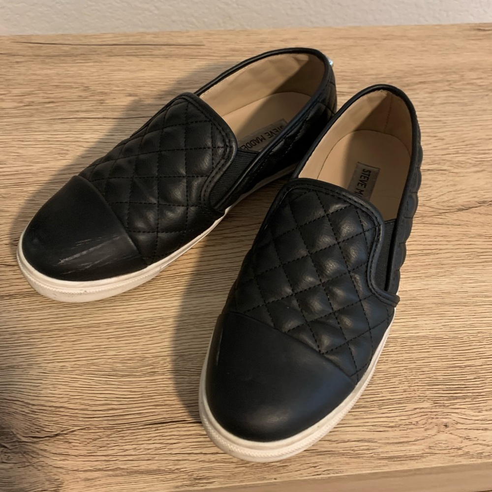 Steve Madden black slip ons size 7.5